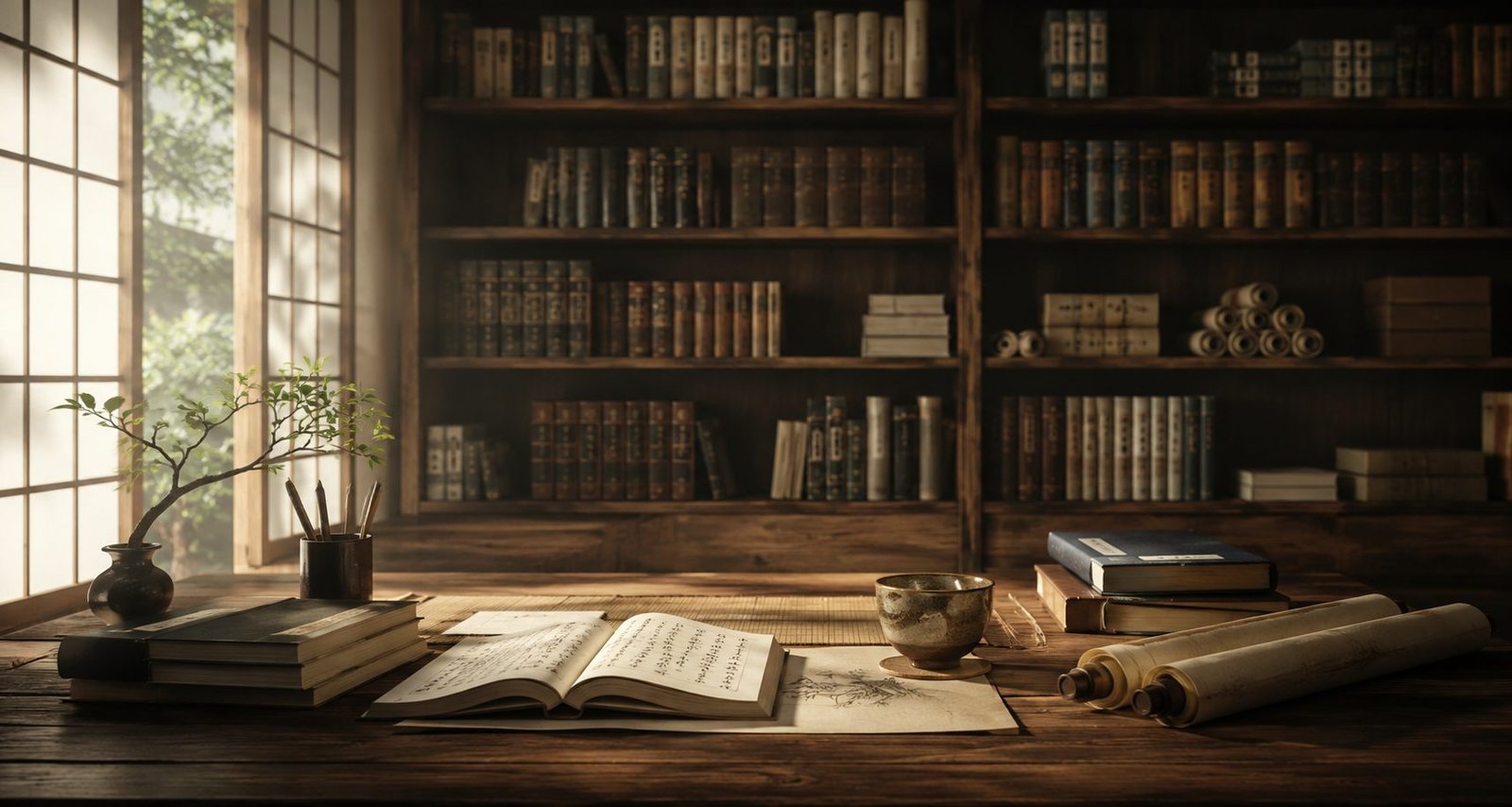 Biblioteca japonesa, escritorio de estudio
