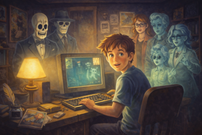 Niño jugando a juegos retro