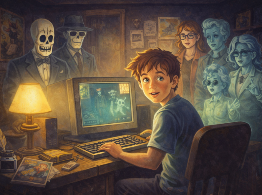 Niño jugando a juegos retro