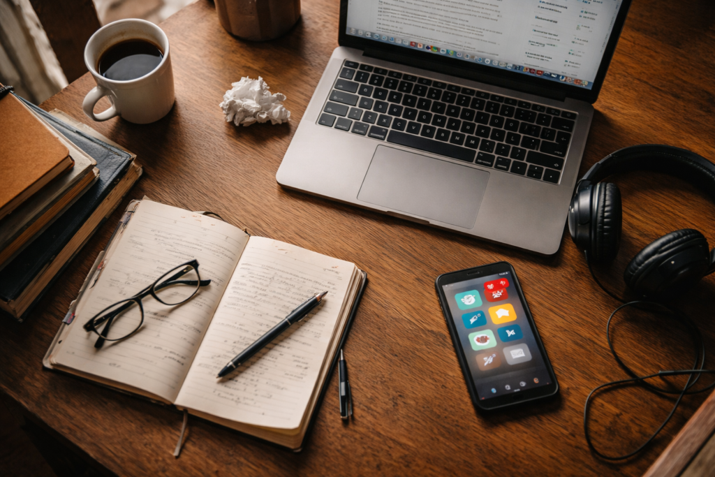 Saturación mental: qué le está pasando a tu atención y cómo recuperarla 2 escritorio con múltiples pantallas