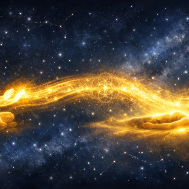 Reiki a distancia — sesión de energía fluyendo entre dos personas