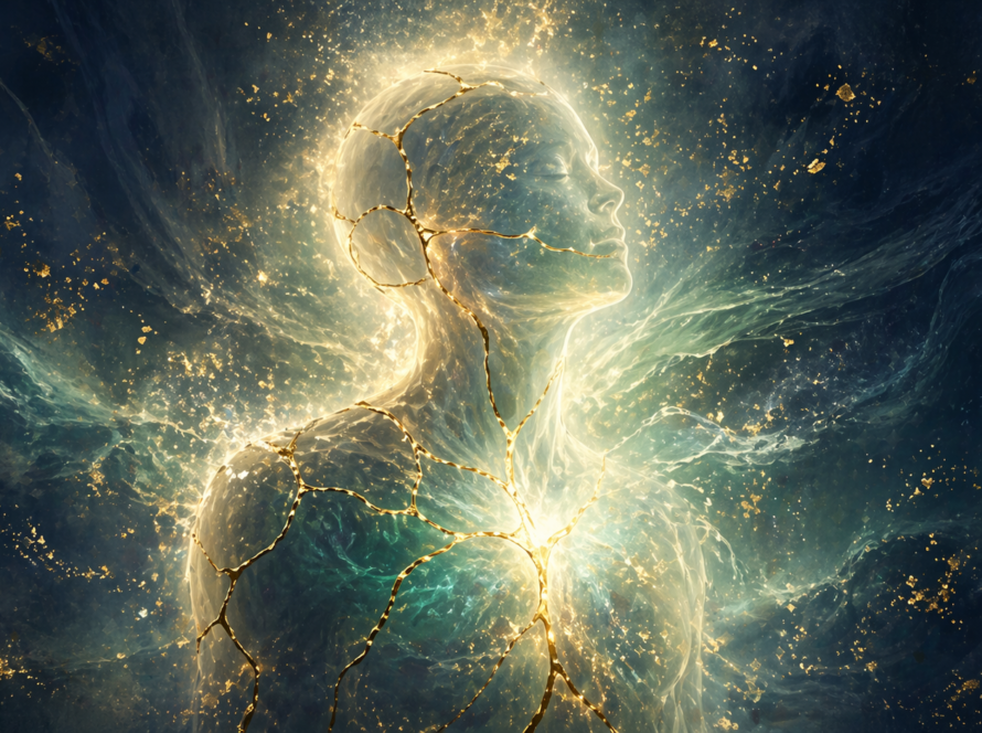 Sesión de reiki para sanar traumas del pasado con luz energética dorada