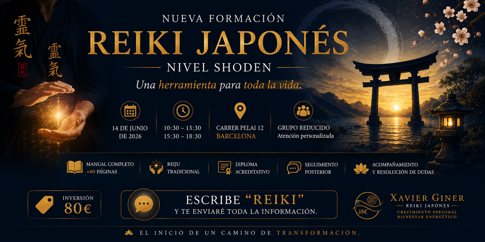 Curso Reiki Shoden Barcelona — Iniciación de primer nivel con Xavier Giner Curso Reiki Shoden Barcelona — Iniciación de primer nivel con Xavier Giner